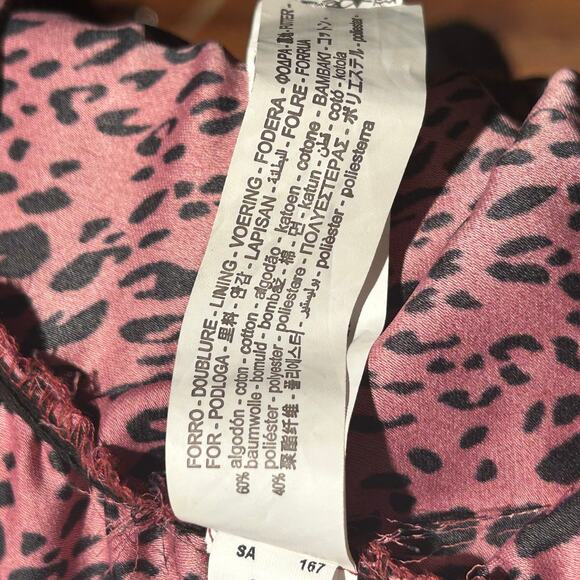 2/30 ZARA Leopard Print Ruched Mini Dress – Burgundy, Size L - Picture 6 of 7